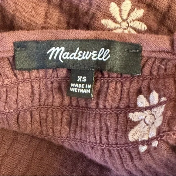 Madewell Embroidered Lightspun Peplum Open-Back Top size XS NWT $88 - Picture 7 of 9